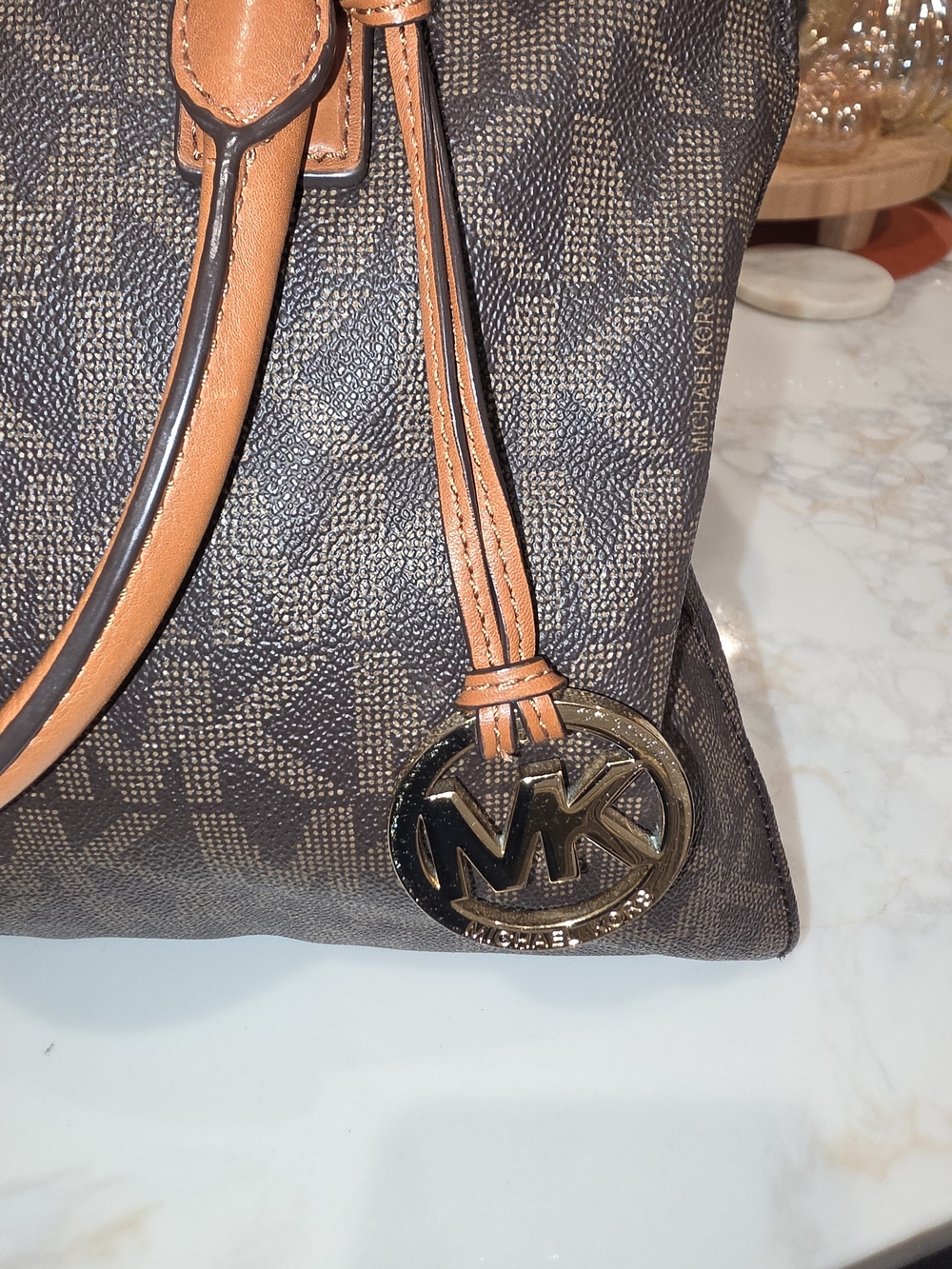 Michael Kors Brown Signature MK Dome Satchel - Picture 4 of 8